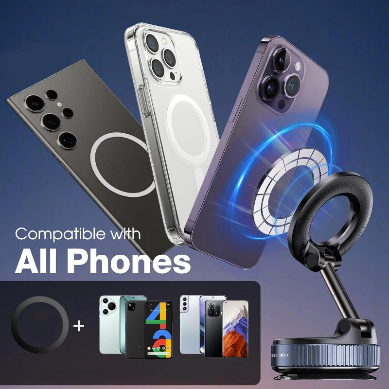 360° Rotating Car Phone Holder with Strong Vacuum Suction Cup – Universal Dashboard & Windshield Mount