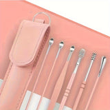 6Pcs Ear Pick Cleaning Set Spiral Tool Spoon Ear Wax Remover Cleaner Curette Kit