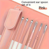 6Pcs Ear Pick Cleaning Set Spiral Tool Spoon Ear Wax Remover Cleaner Curette Kit