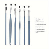 6Pcs Ear Pick Cleaning Set Spiral Tool Spoon Ear Wax Remover Cleaner Curette Kit